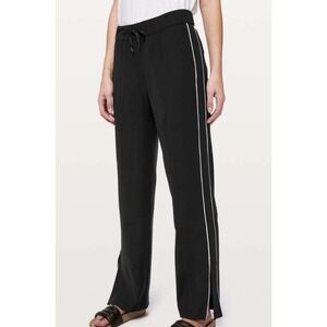 Lemon Black Track Pants with White Stripes